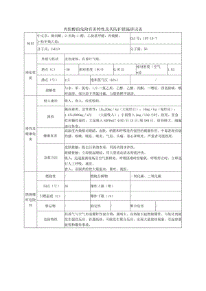 丙炔醇的危险有害特性及其防护措施辨识表.docx