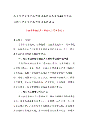 在全市安全生产工作会议上的表态发言&在全市城镇燃气安全生产工作会议上的讲话.docx