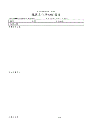 北京万科物业管理有限公司社区文化活动记录表.docx