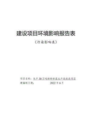 年产30万吨特种砂浆生产线技改项目.docx