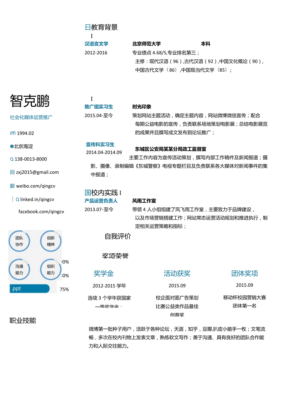 彩色单页简历(153).docx_第1页