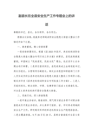 在全县安全生产工作专题会上的讲话（副县长）.docx