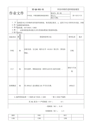 冷风扇、冷暖扇脚轮轴检验规范.docx