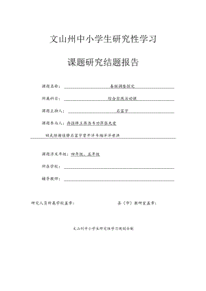 小学《春联调查探究》课题结题材料.docx