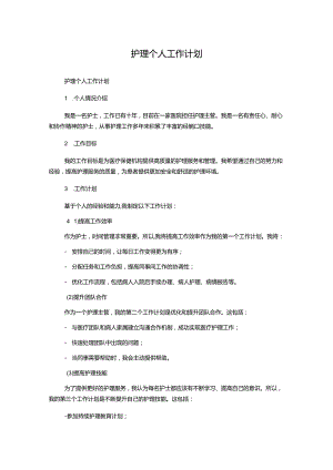 护理个人工作计划.docx