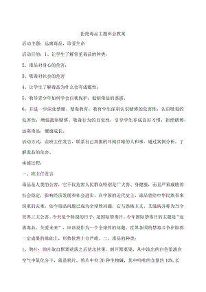 拒绝毒品主题班会教案.docx