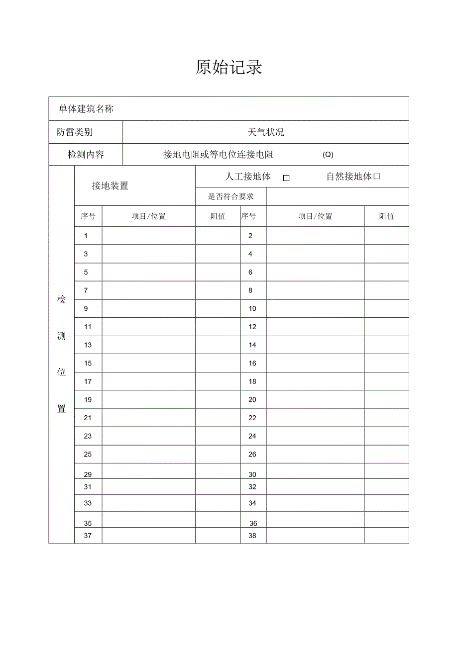 建（构）筑物防雷装置安全检测、综合检测原始记录模板（2020）.docx_第3页