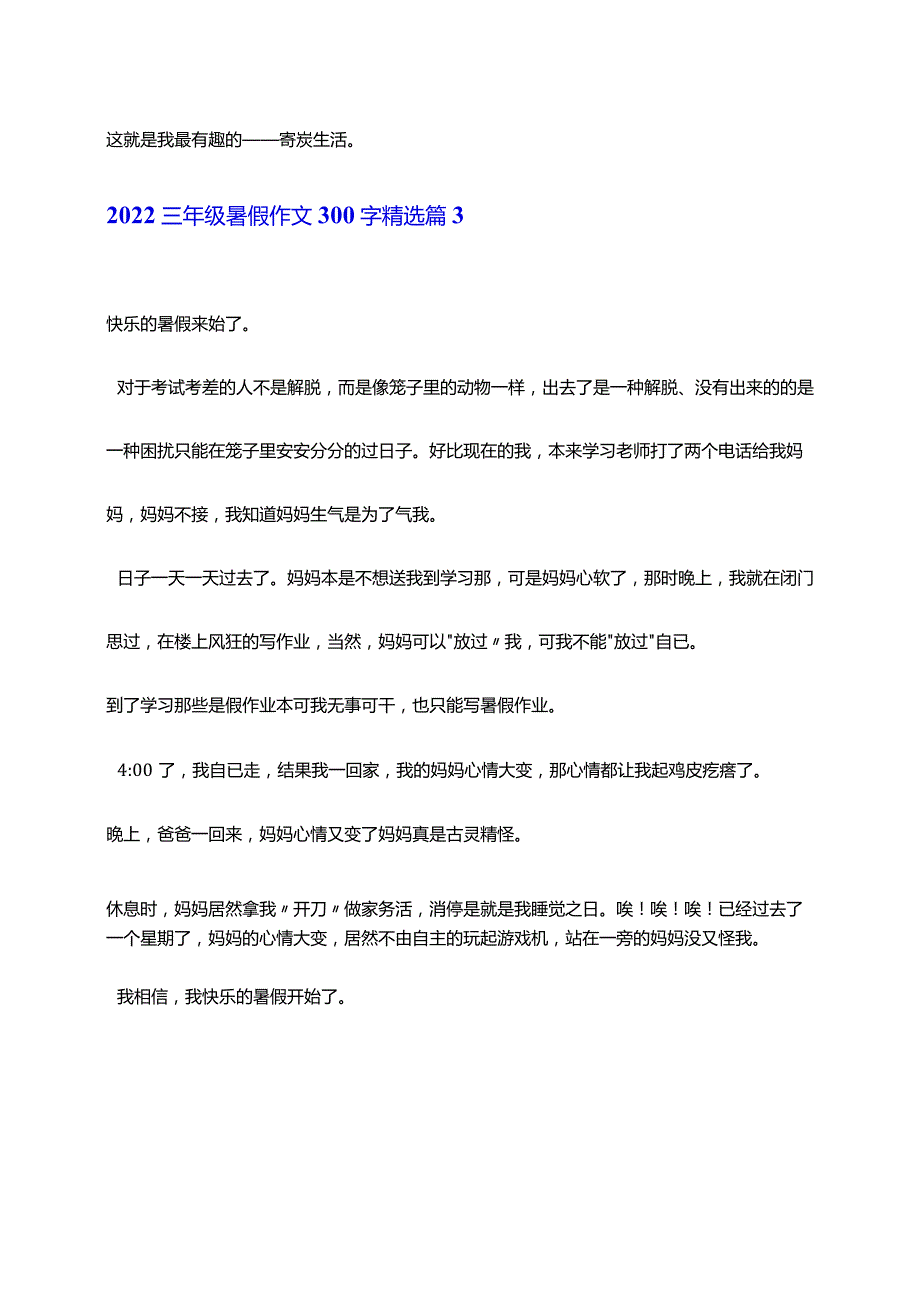 2022三年级暑假作文300字精选10篇.docx_第3页