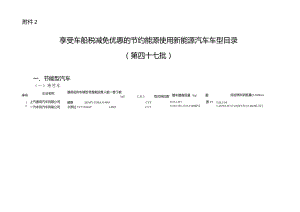 2.享受车船税减免优惠的节约能源使用新能源汽车车型目录（第四十七批）.docx