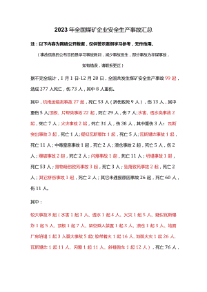 2023年全国煤矿企业安全生产事故汇总.docx