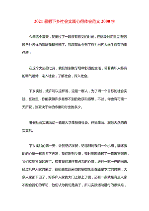 2021暑假下乡社会实践心得体会范文2000字.docx