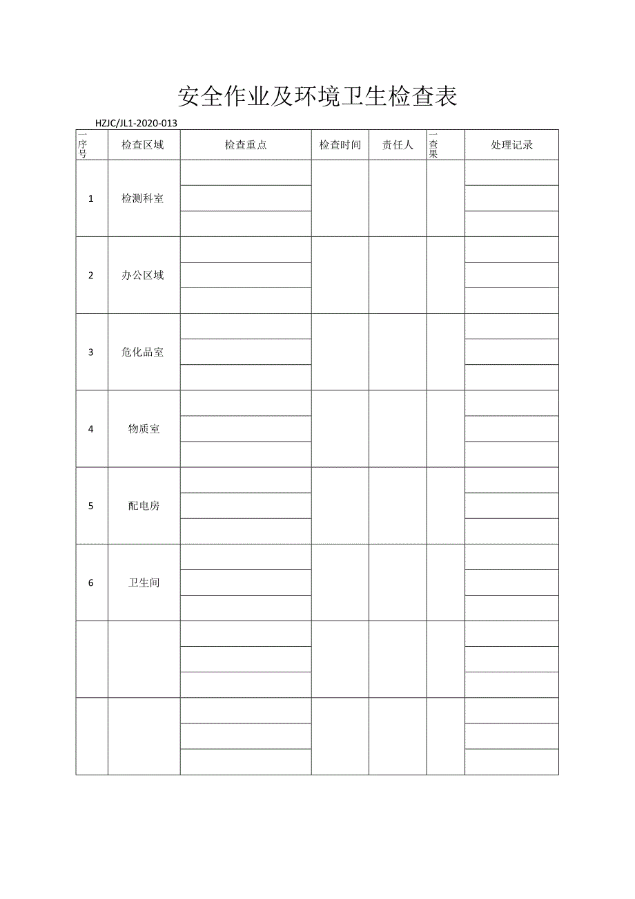 13安全作业及环境卫生检查表.docx_第1页