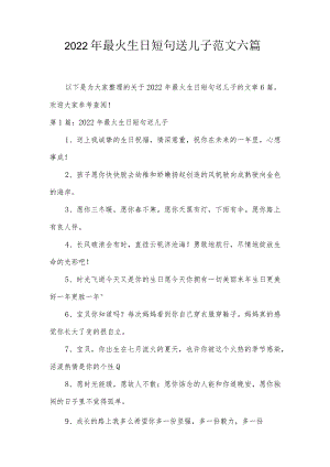 2022年最火生日短句送儿子范文六篇.docx