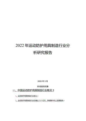 2022年运动防护用具制造行业分析研究报告.docx