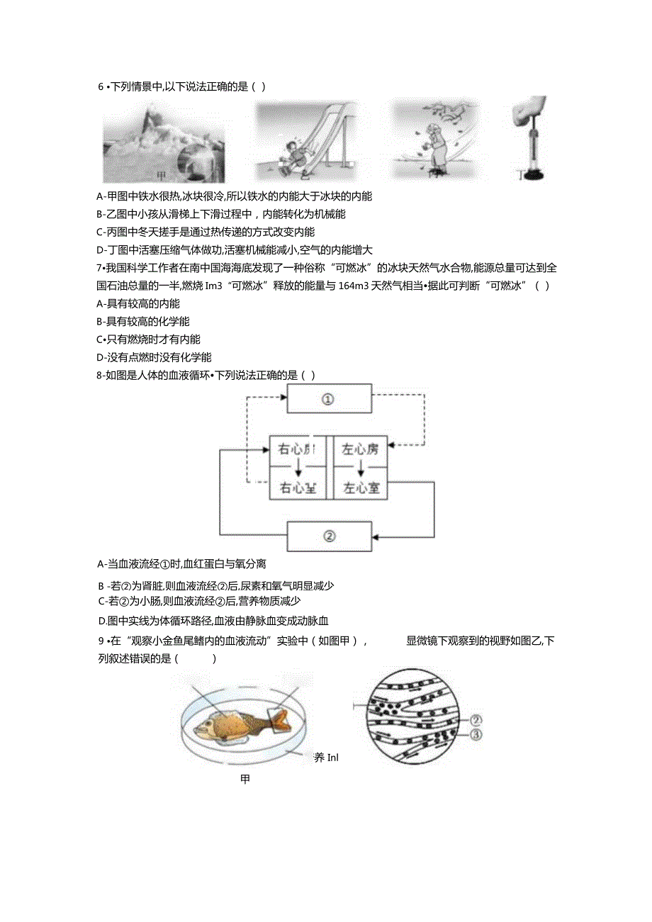 2023-2024学年第一学期九年级科学期末模拟卷【九上范围】公开课教案教学设计课件资料.docx_第3页