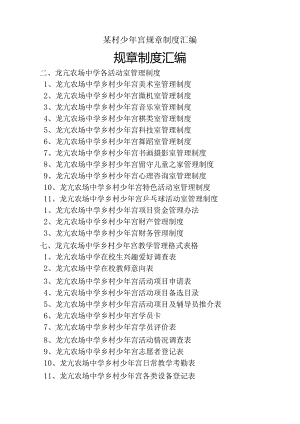 某村少年宫规章制度汇编.docx