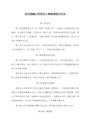 池州海螺公司劳动人事管理暂行办法.docx