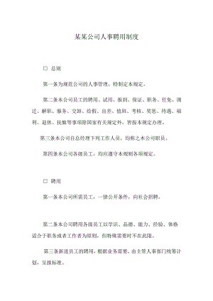 某某公司人事聘用制度.docx