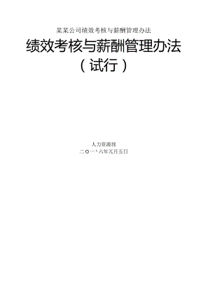 某某公司绩效考核与薪酬管理办法.docx