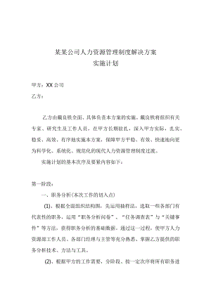 某某公司人力资源管理制度解决方案.docx