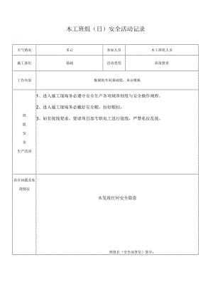 木工班组(日)安全活动记录.docx