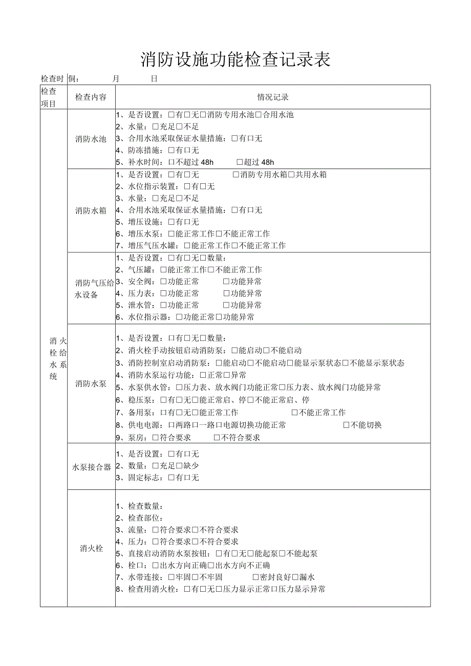 消防设备设施检查表.docx_第1页