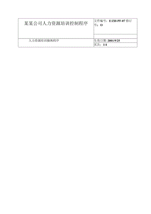 某某公司人力资源培训控制程序.docx