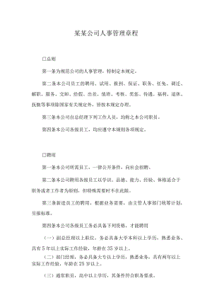 某某公司人事管理章程.docx