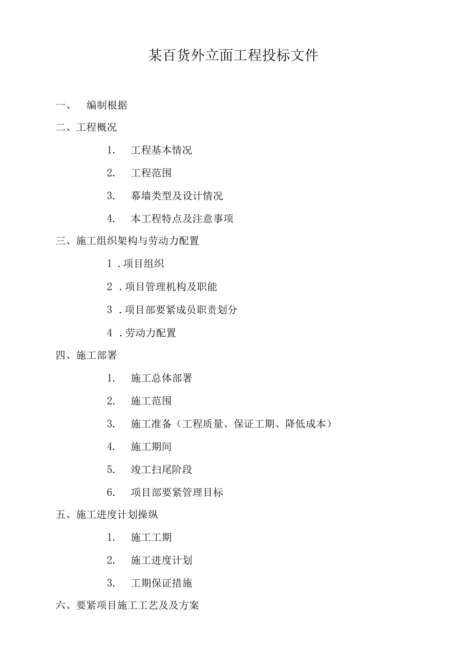 某百货外立面工程投标文件.docx_第1页