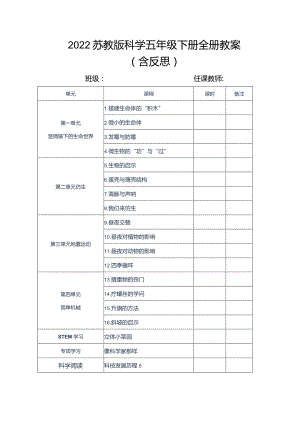 新苏教版科学五年级下册全册教案(含反思).docx