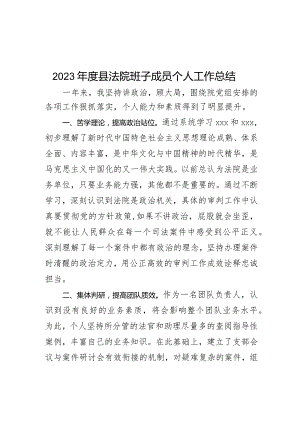 2023年度县法院班子成员个人工作总结.docx