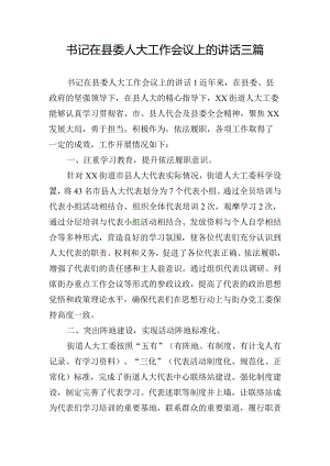 书记在县委人大工作会议上的讲话三篇.docx