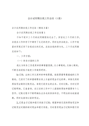 会计试用期自我工作总结（3篇）.docx