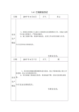 [施工资料]工地安全日记(45).docx