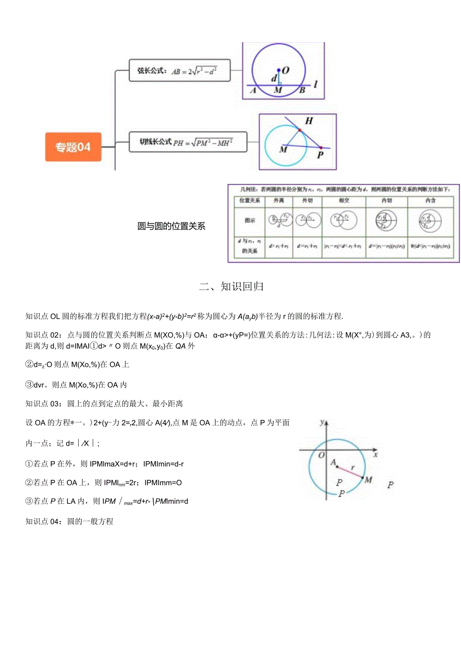 专题04圆的方程及直线与圆圆与圆的位置关系（考点清单）（原卷版）.docx_第3页