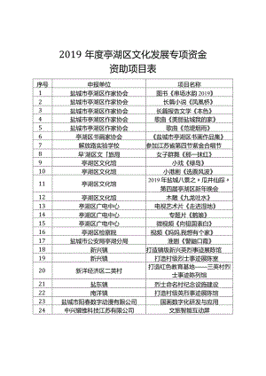 2019年度亭湖区文化发展专项资金资助项目表.docx