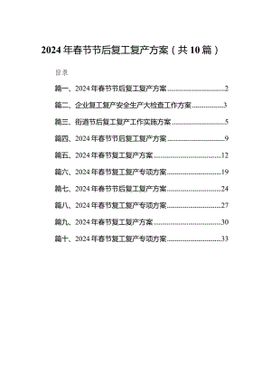 2024年春节节后复工复产方案(精选10篇).docx