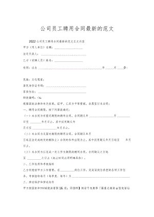 公司员工聘用合同的范文.docx