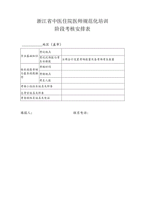 浙江省中医住院医师规范化培训阶段考核安排表.docx