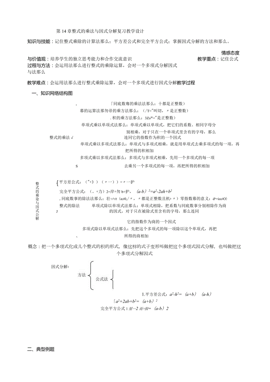 整式的乘法与因式分解复习教学设计.docx_第1页