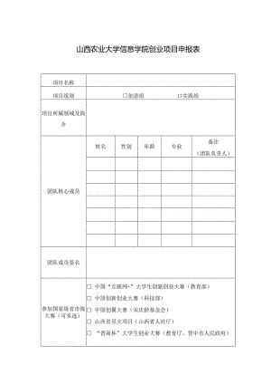 山西农业大学信息学院创业项目申报表.docx