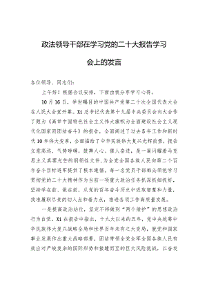 政法系统学习20大报告学习会上的研讨发言.docx