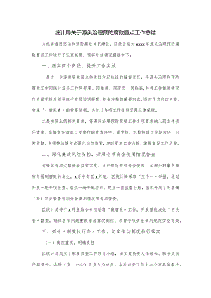 统计局关于源头治理预防腐败重点工作总结.docx