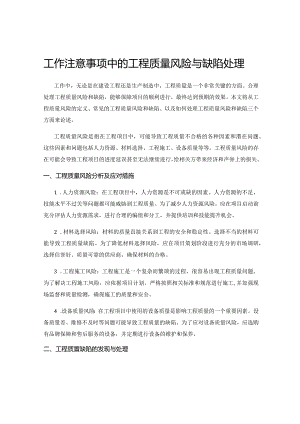 工作注意事项中的工程质量风险与缺陷处理.docx