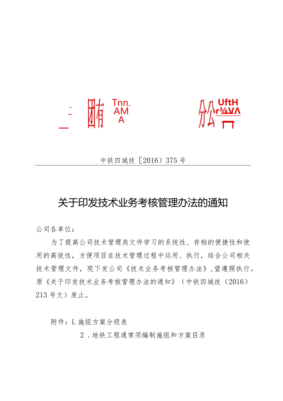 关于印发技术业务考核管理办法的通知.docx_第1页