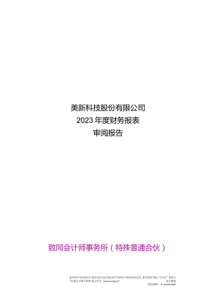 美新科技：公司财务报表及审阅报告（2023年度）.docx