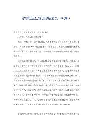 小学班主任培训总结范文（30篇）.docx