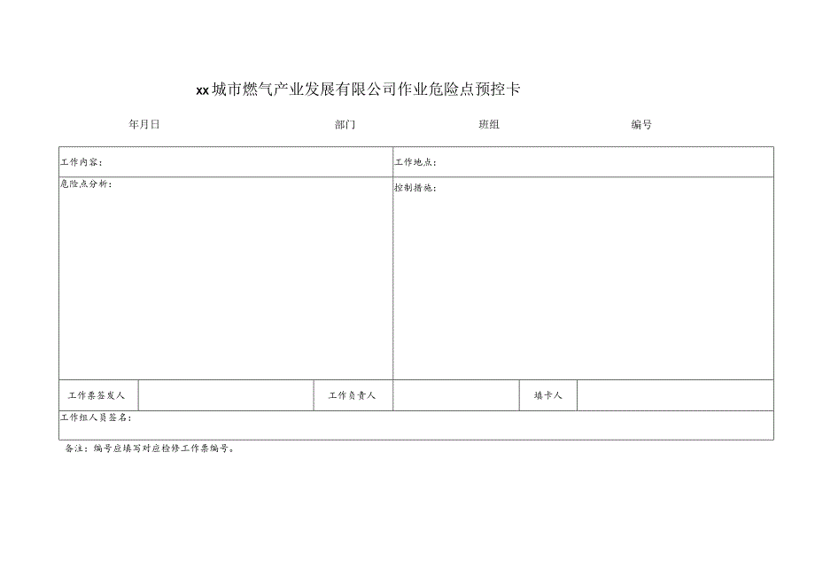 公司作业危险点预控卡.docx_第1页