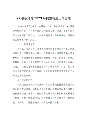 XX县统计局2023年民生调查工作总结.docx