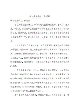 学习委员个人工作总结.docx